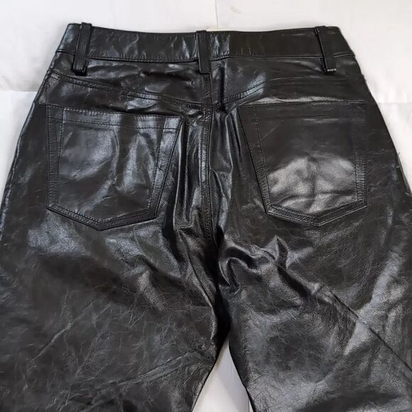 Vintage Gap Y2K Genuine Black Leather Boot Cut Pants size 2 NEW WITH TAGS - Picture 5 of 12